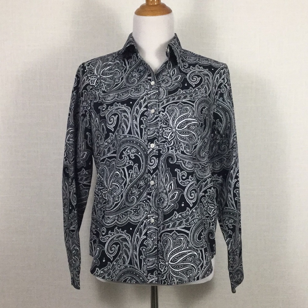 Lauren Ralph Lauren b&w paisley button-down